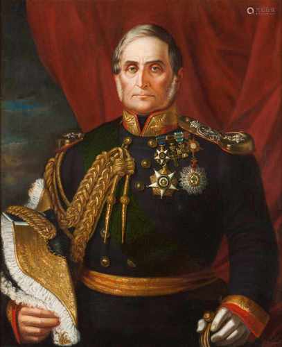 Lucas de Almeida Marrão (1824-?)Portrait of the Viscount of ValongoOil on canvasSigned and dated