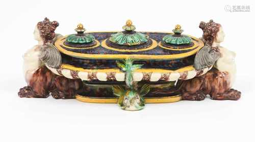 Thomas Sergent (França, c.1830-c.1890)An inkwellFrench faienceMoulded and polychrome