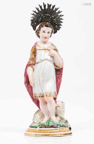 Saint John the BaptistEuropean porcelain sculpturePolychrome and gilt enamelled decorationSilver