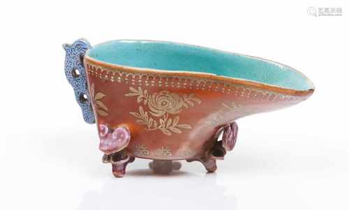 A Libation CupChinese porcelainFloral polychrome and gilt decorationQing dynasty, 18th / 19th