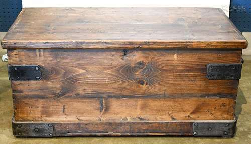 Victorian stage coach style trunk with metal hardware