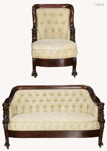 (lot of 2) Karpen mahogany parlor suite