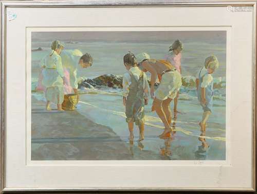 Don Hatfield, Family Beach Outing, litho