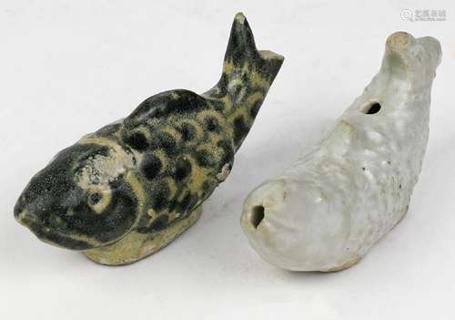 Two Chinese Ceramic Water Droppers, Fish