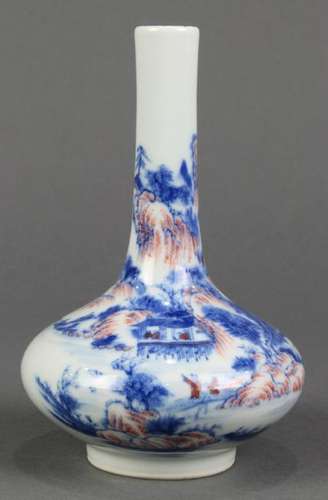 Chinese Underglaze Blue-and-Red Vase, Landscape