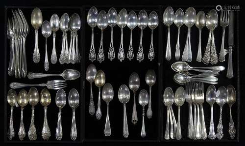 (lot of 91) Associated sterling flatware group,