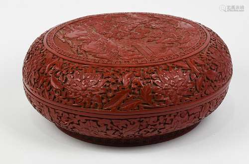 Chinese Cinnabar-style Circular Box