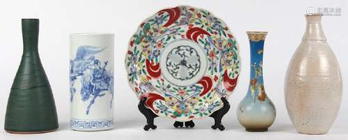 Japanese Imari plate, Dai Nippon Vase and other vases