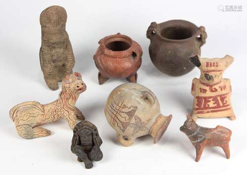 (lot of 8) Precolumbian style figural groups and