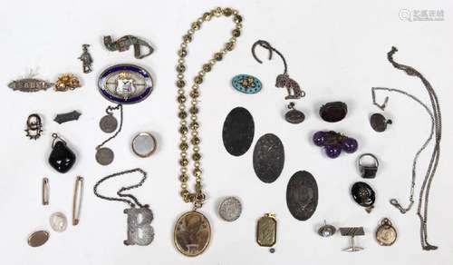 Collection of multi-stone, enamel, silver, gold-filled,