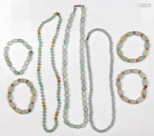 (Lot of 7) Jade bead jewelry