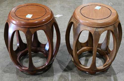 Chinese Wood Barrel Stools