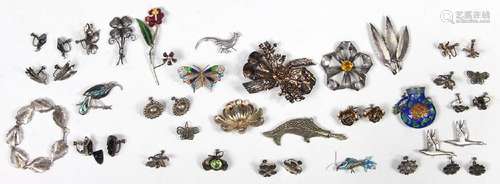 Collection of abalone, obsidian, enamel, glass,