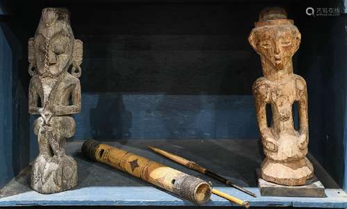 Three shelves of Native American and West African style