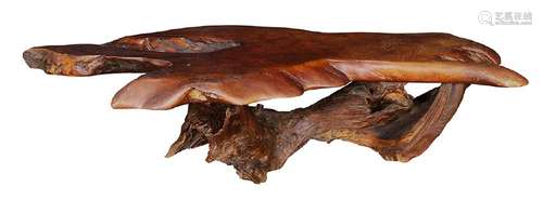 Mid Century burl redwood coffee table