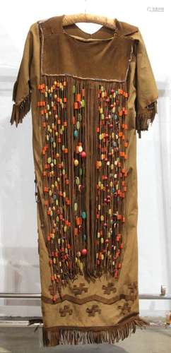 Native American canvas and leather dress with appliques