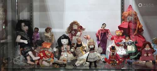 One shelf of international dolls