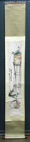 Chinese Scroll, Manner of Chen Shizeng, Orchids