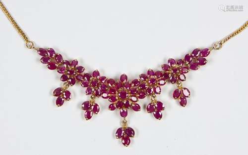 Ruby and 18k yellow gold necklace