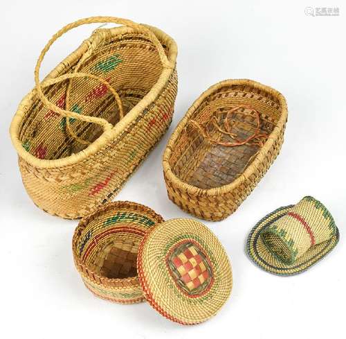 (lot of 4) Pacific Northwest basketry group