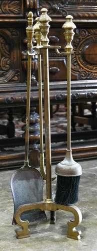 Brass fireplace tool set