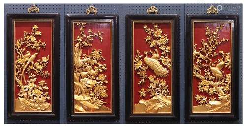 Set of Chinese Gilt Lacquered Panels