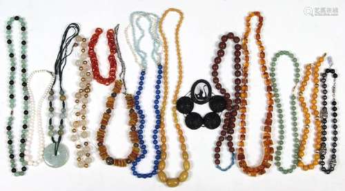 Collection of multi-stone, glass, plastic bead jewelry