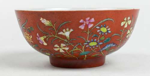 Chinese Porcelain Bowl, Flowers