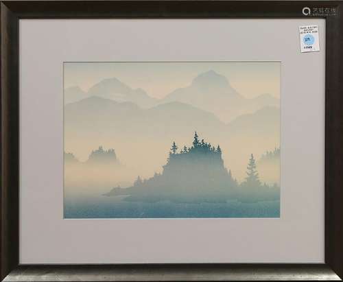 Print, Light Blue Landscape