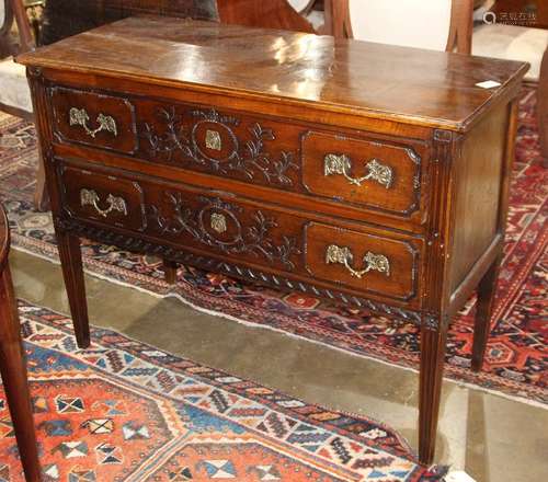 French Louis XVI walnut commode, circa 1860, the two