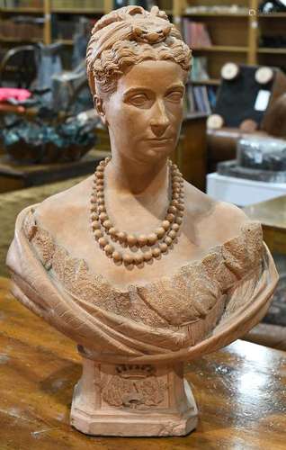 Continental terra cotta figural bust