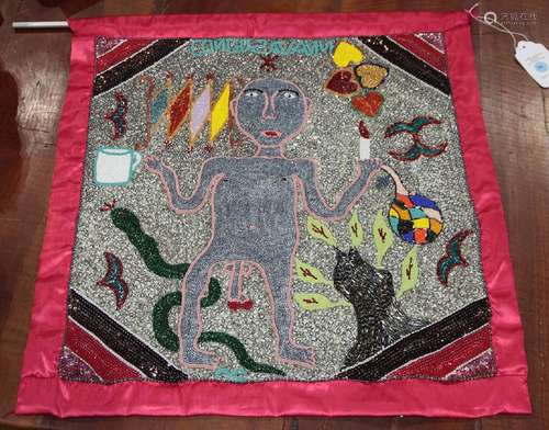 Haitian Voodoo damballa beads on cloth fabric by