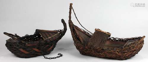 Japanes Bamboo Ikebana Baskets, Boat-shape