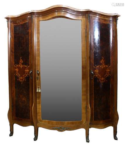 Louis XV style French Provence triple burl inlaid