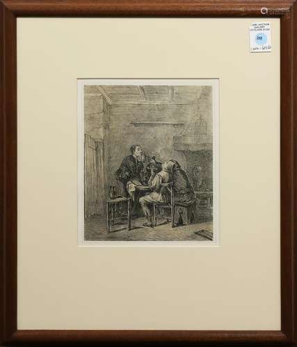 Print, Tavern Scene with Figures Smoking Pipes