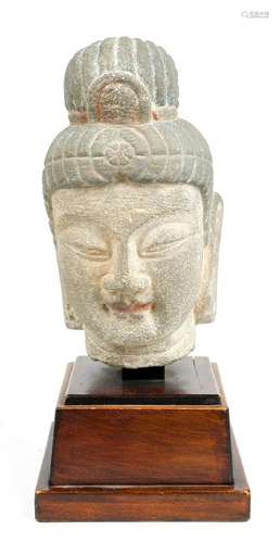 Chinese Pigment Accented Bodhisattva Head