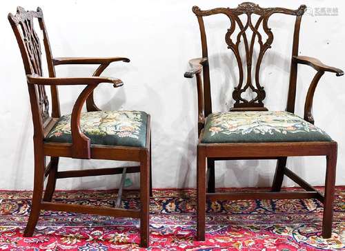 Pair of Chippendale carved armchairs