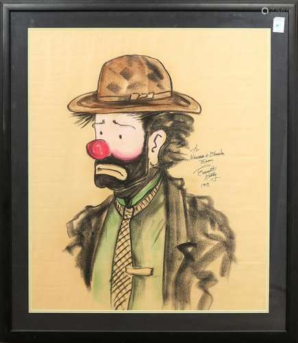 Emmett Kelly, Hobo Clown, charcoal