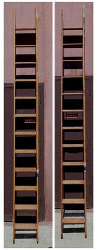 (lot of 2) Western Electric oak ladders