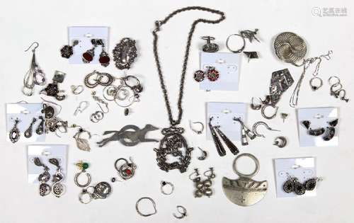 Collection of multi-stone, sterling silver, silver and