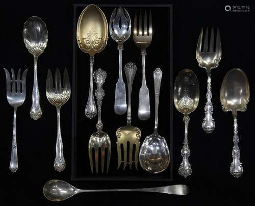 (lot of 13) Associated sterling serving utensils group