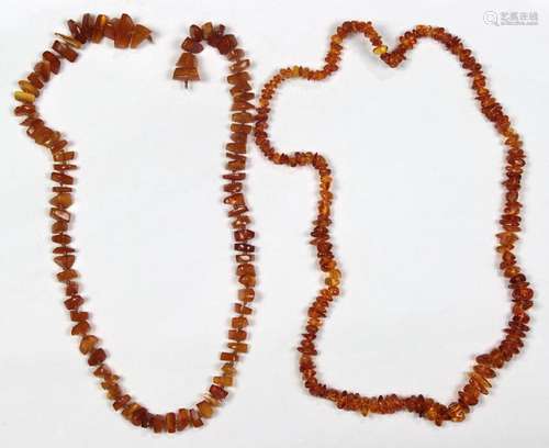 (Lot of 2) Amber bead necklaces