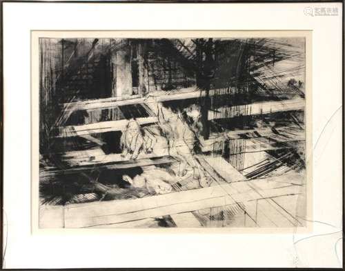 Framed etching, 