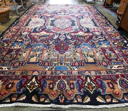 Persian pictorial Kashmar carpet 9'8