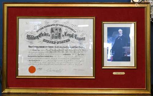 Framed United States military document signed