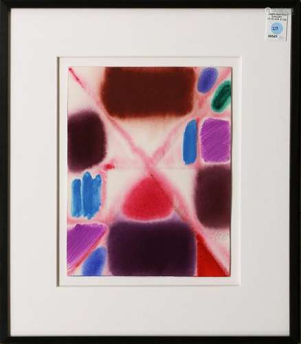 Abstract Red X, 1983, mixed media on paper