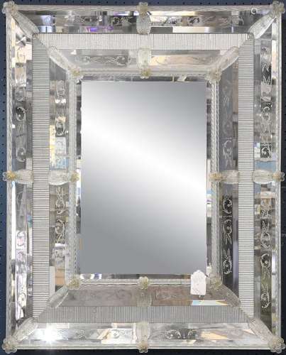 Venetian mirror, having a rectangular looking glass and