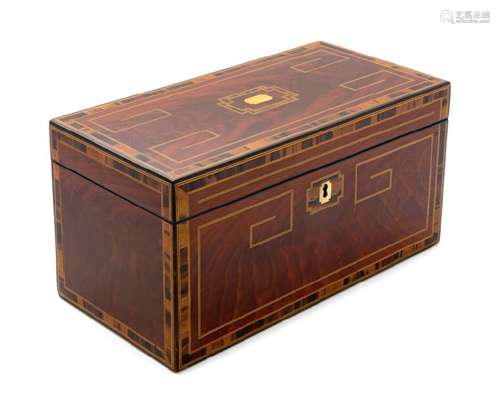 *An English Mahogany, Rosewood and Marquetry Tea Caddy