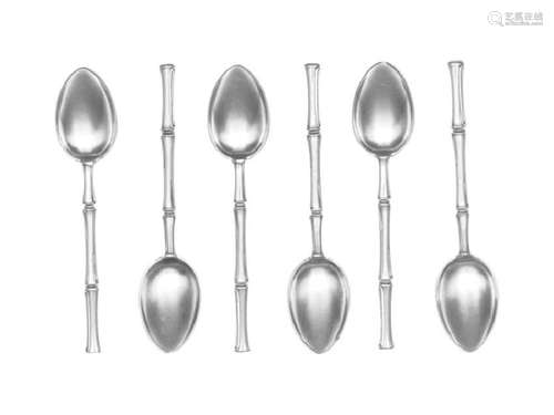 A Set of Six American Silver Coffee Spoons