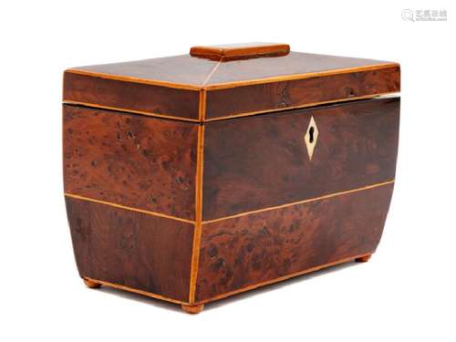 An English Burlwood Tea Caddy